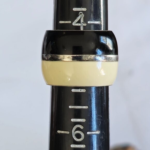 Sterling Silver 925 Black White Enamel Statement Extra Wide Band Ring Size 5 - Picture 6 of 6